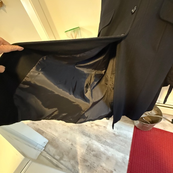 London Fog Black Wool Lined Long Coat - Picture 4 of 6